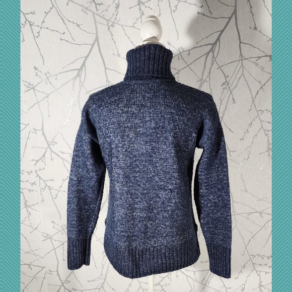 Banana Republic Heathered Navy Chunky Knit Turtleneck Sweater - Picture 3 of 4